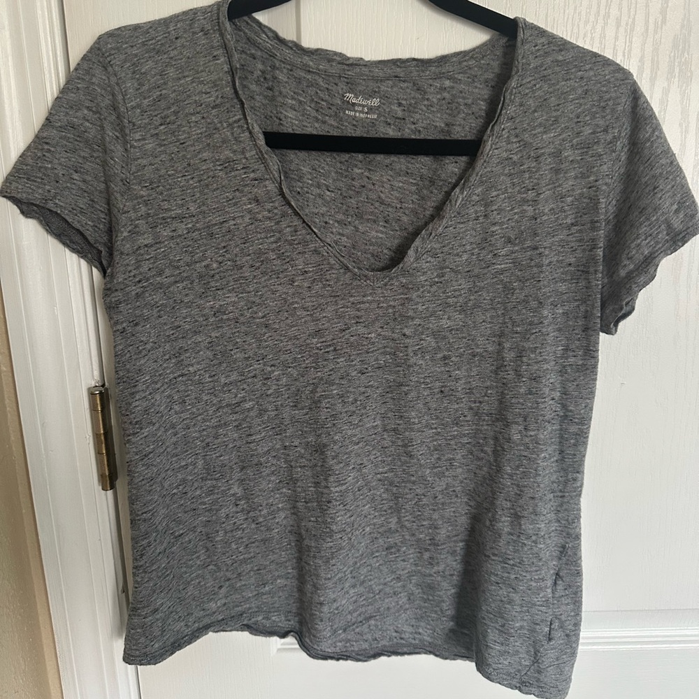 Madewell Soft V Neck Tee Heather Grey Size S